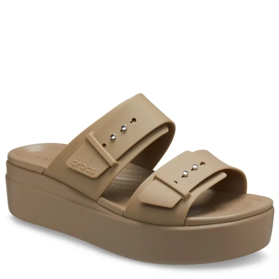 Women CROCS Platform Sandals^ Womens Brooklyn Buckle Platform Wedge Sandal