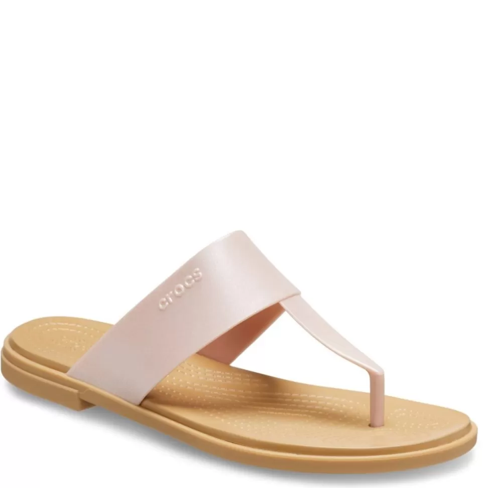 Women CROCS Flat Sandals^ Womens Tulum Metallic Flip Flop Sandal