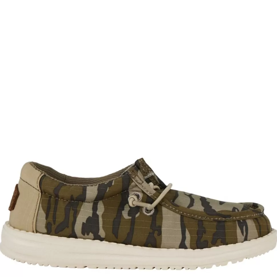 HEYDUDE Casual Shoes^ Boys Wally Youth Mossy Oak Slip On Sneaker