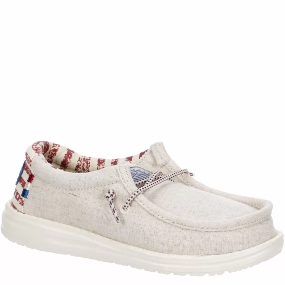 HEYDUDE Casual Shoes^ Boys Wally Youth Patriotic Slip On Sneaker