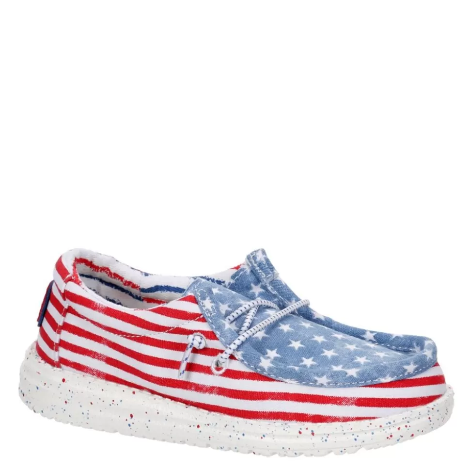 HEYDUDE Casual Shoes^ Boys Wally Youth Patriotic Slip On Sneaker