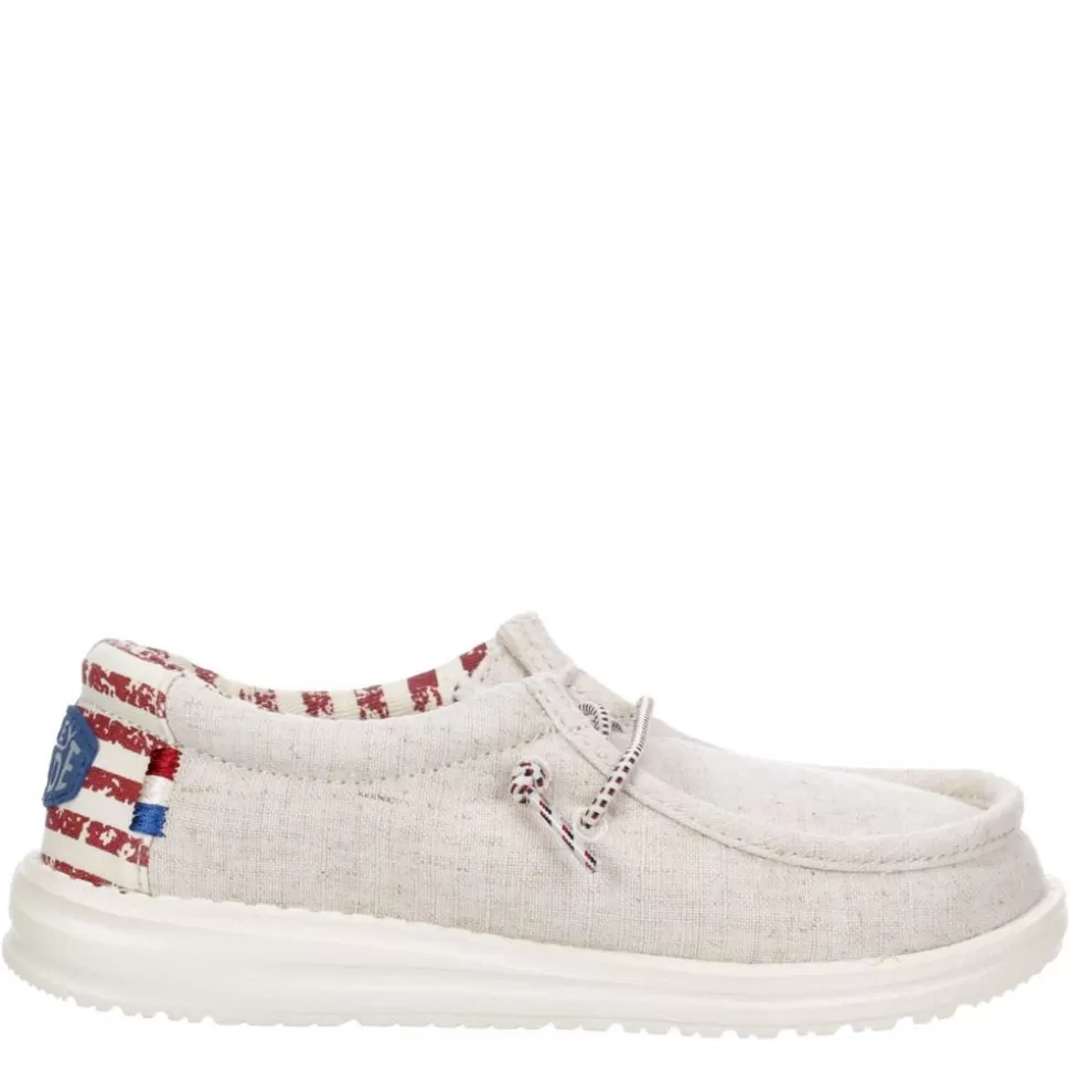 HEYDUDE Casual Shoes^ Boys Wally Youth Patriotic Slip On Sneaker