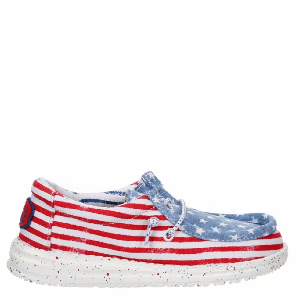 HEYDUDE Casual Shoes^ Boys Wally Youth Patriotic Slip On Sneaker