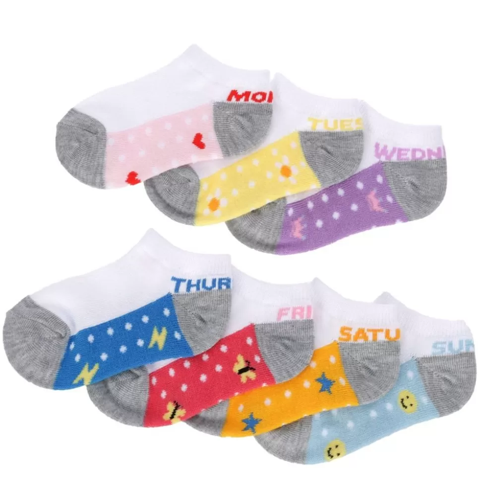 LADEDA Accessories^ Girls Days Of The Week Polka Dot No Show Socks 7 Pairs