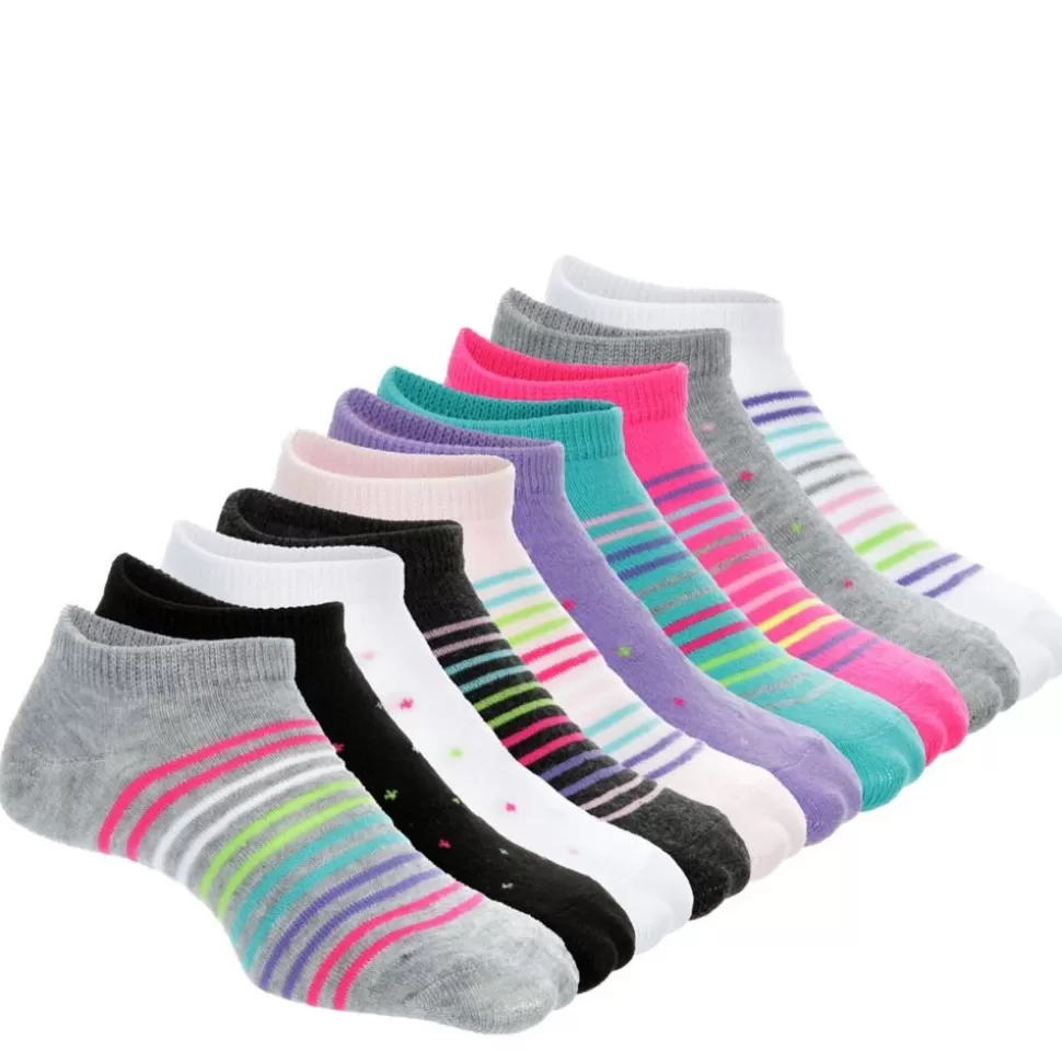 LADEDA Accessories^ Girls Stripes And Dots No Show Socks 10 Pairs