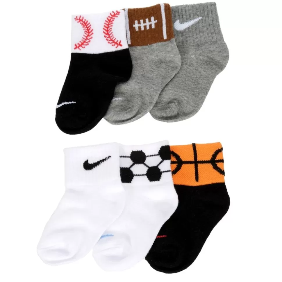 NIKE Accessories^ Boys Sports Infant Ankle Socks 6 Pairs