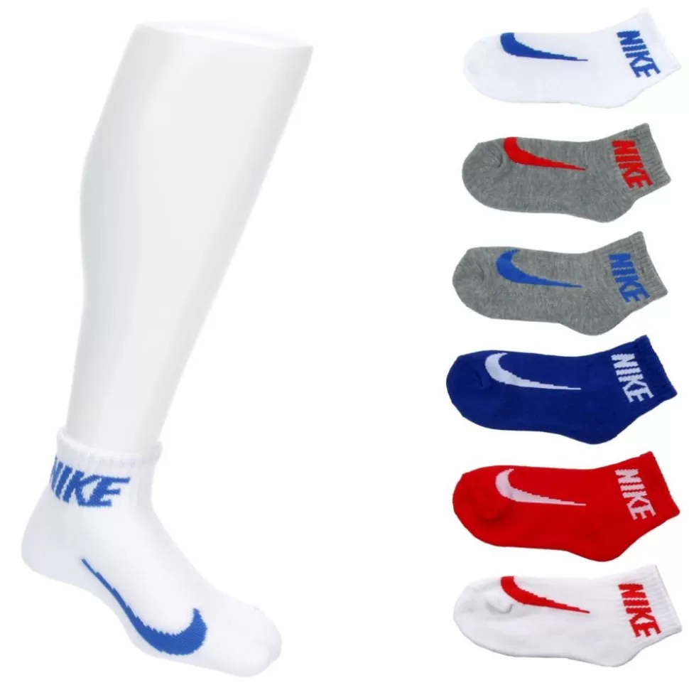 NIKE Accessories^ Boys Swoosh Quarter Socks 6 Pairs