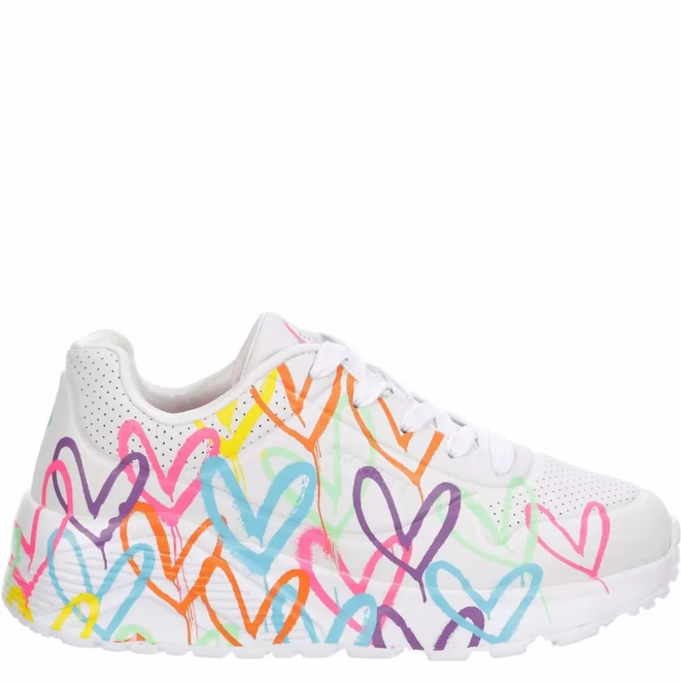 SKECHERS Casual Shoes^ Girls Little-Big Kid Uno Lite James Gold Crown Sneaker