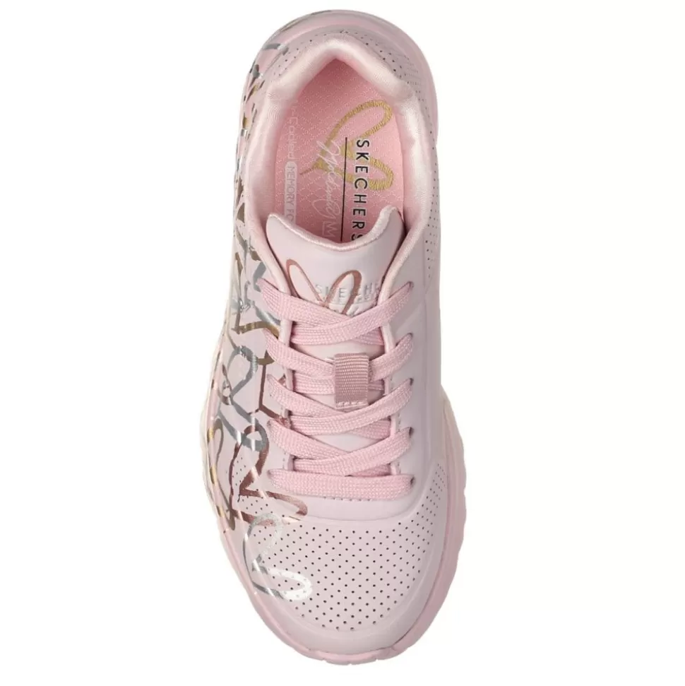 SKECHERS Casual Shoes^ Girls Little-Big Kid Uno Lite James Gold Crown Sneaker