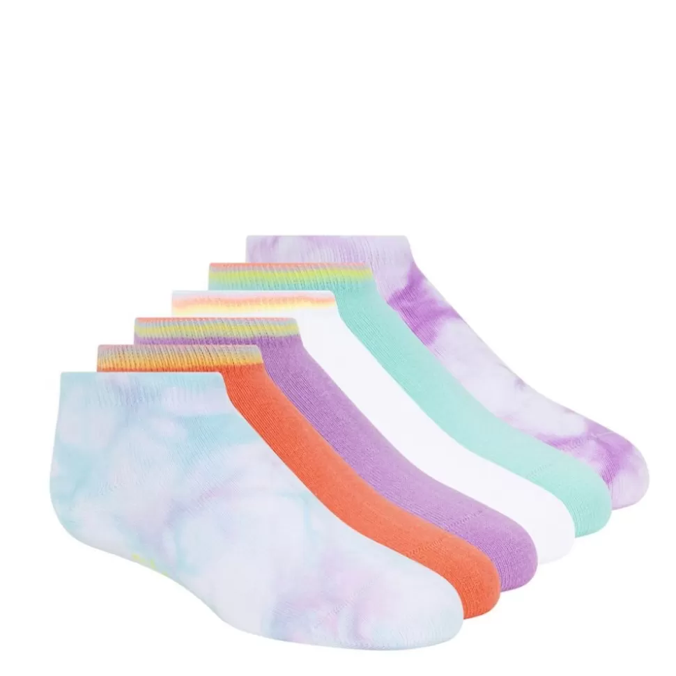 SKECHERS Accessories^ Girls Low Cut Tie Dye Socks 6 Pairs