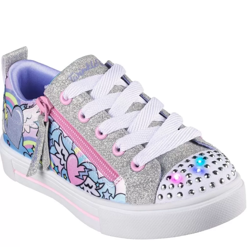 SKECHERS Casual Shoes^ Girls Twinkle Sparks Flying Hearts Light Up Sneaker