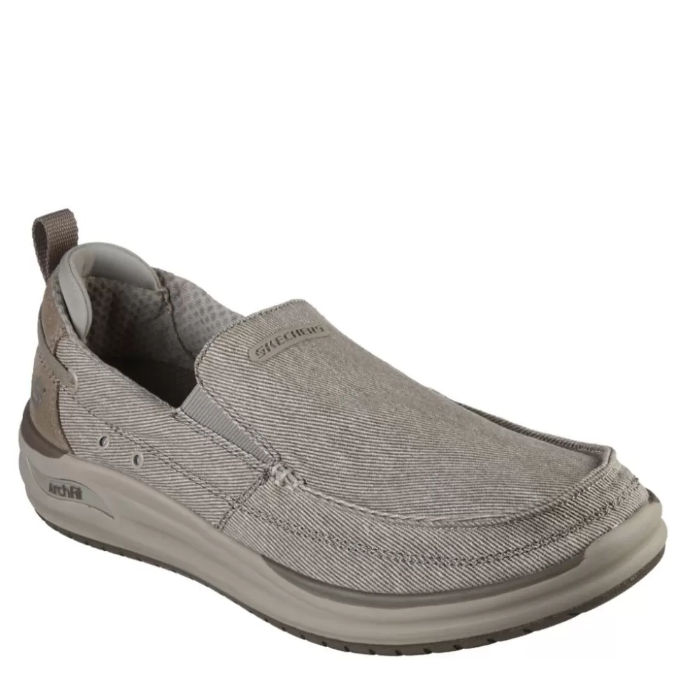 Men SKECHERS Canvas^ Mens Arch Fit Melo Slip On Sneaker