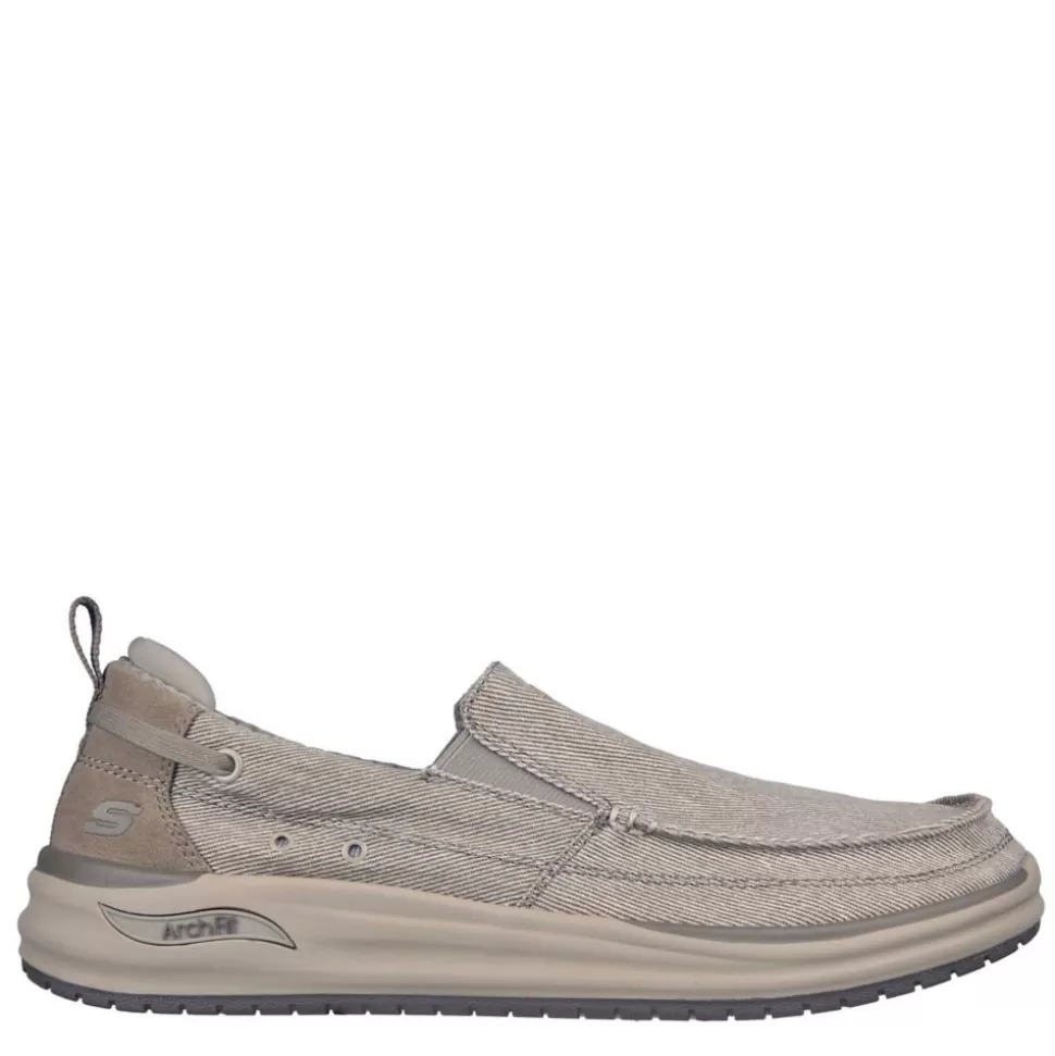 Men SKECHERS Canvas^ Mens Arch Fit Melo Slip On Sneaker