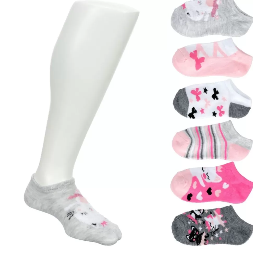 SOF SOLE Accessories^ Girls Kitty Ballerina No Show Socks 6 Pairs