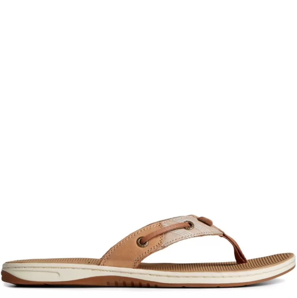 Women SPERRY Flat Sandals^ Womens Seafish Chambray Stripes Flip Flop Sandal