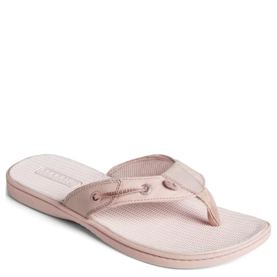 Women SPERRY Flat Sandals^ Womens Seafish Iridescent Sparkle Flip Flop Sandal