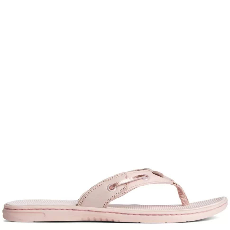 Women SPERRY Flat Sandals^ Womens Seafish Iridescent Sparkle Flip Flop Sandal