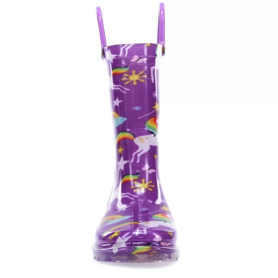 WESTERN CHIEF Boots^ Girls Toddler Rainbow Unicorn Lighted Rain Boot